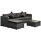 Outsunny 6PC Outdoor Rattan Sofa Set Charcoal Cushions Wicker Sectional Patio Furniture with Ottoman & Coffee Table