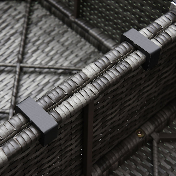 Outsunny 6PC Outdoor Rattan Sofa Set Charcoal Cushions Wicker Sectional Patio Furniture with Ottoman & Coffee Table