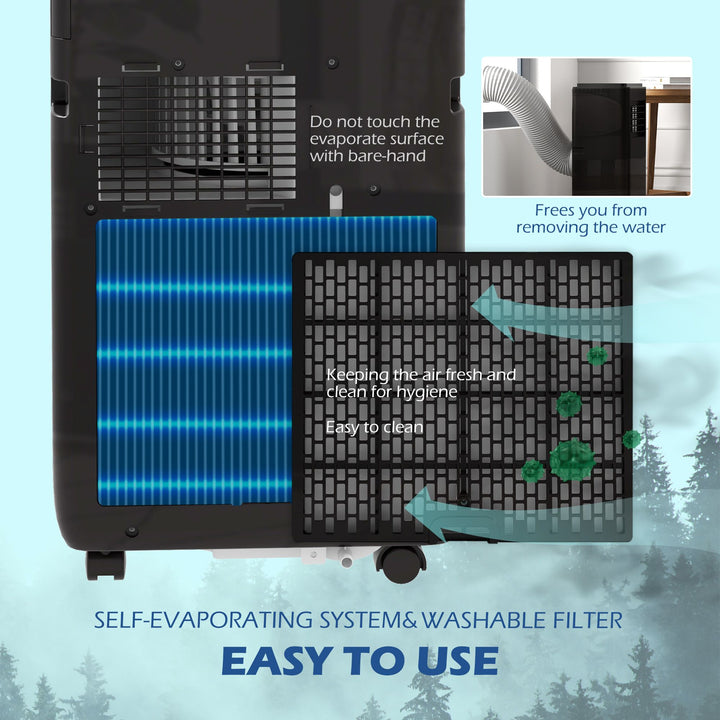 HOMCOM 8,000 BTU Moible Air Conditioner 345 Sq. Ft., Dehumidifier Fan Auto Sleep with 24H Timer On/Off, Window Kit, Black