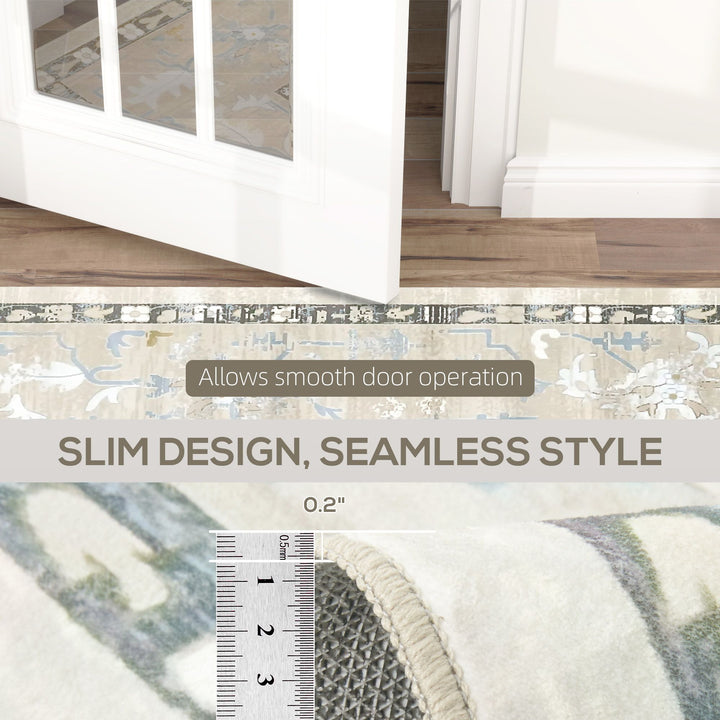 HOMCOM 9x12 Area Rug, Indoor Boho Machine Washable Carpet for Living Room, Bedroom, Dining Room, Kitchen, Blue