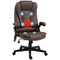 Heated Vibrating Massage Office Chair Linen High Back Desk Chair Coffee