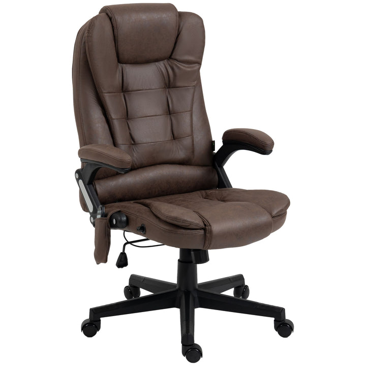 Heated Vibrating Massage Office Chair Linen High Back Desk Chair Coffee