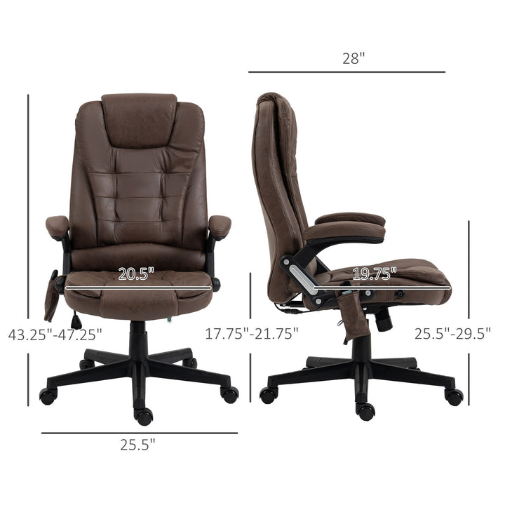 Heated Vibrating Massage Office Chair Linen High Back Desk Chair Coffee