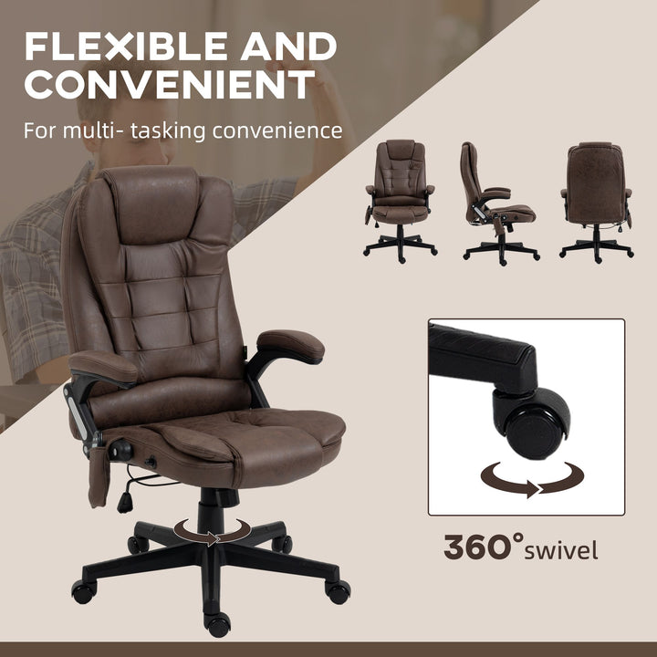 Heated Vibrating Massage Office Chair Linen High Back Desk Chair Coffee