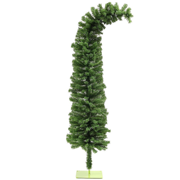 6ft Whimsical Pencil Christmas Tree, Bendable Artificial Christmas Tree with 400 Branch Tips and Metal Base, Green