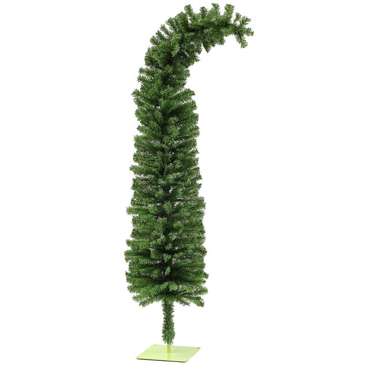 6ft Whimsical Pencil Christmas Tree, Bendable Artificial Christmas Tree with 400 Branch Tips and Metal Base, Green