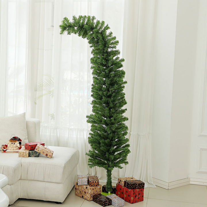 6ft Whimsical Pencil Christmas Tree, Bendable Artificial Christmas Tree with 400 Branch Tips and Metal Base, Green