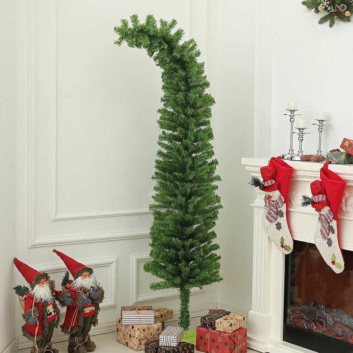 6ft Whimsical Pencil Christmas Tree, Bendable Artificial Christmas Tree with 400 Branch Tips and Metal Base, Green