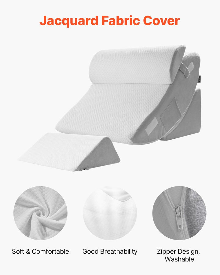 Orthopedic Bed Wedge Pillow 4 Pcs Adjustable for Back Leg Neck GERD Sleep