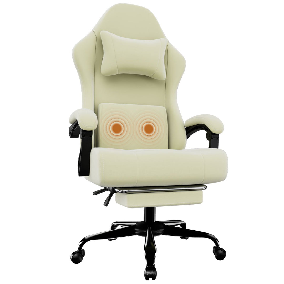 Ergonomic Gaming Chair, Electronic Gaming Chair With Massage Lumbar Support And Foot Pedals, Fabric Computer Chair