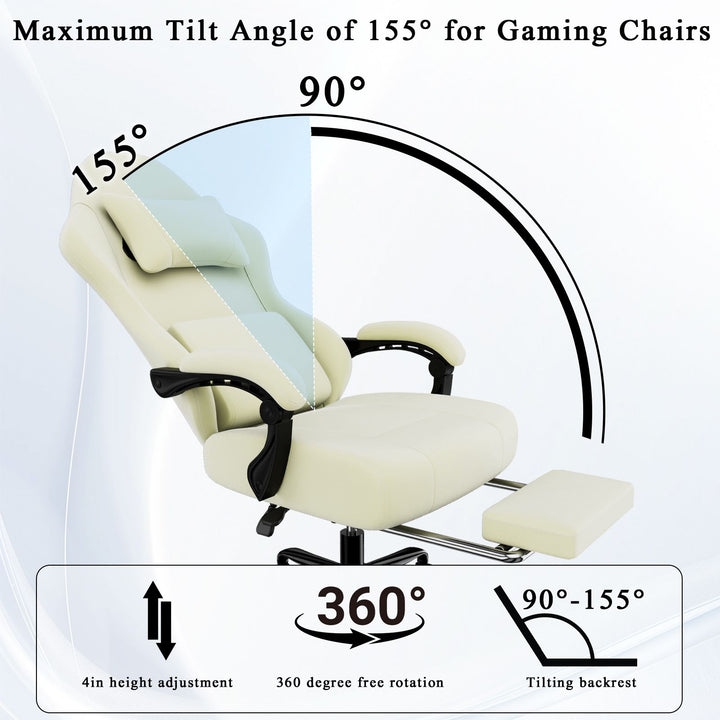 Ergonomic Gaming Chair, Electronic Gaming Chair With Massage Lumbar Support And Foot Pedals, Fabric Computer Chair