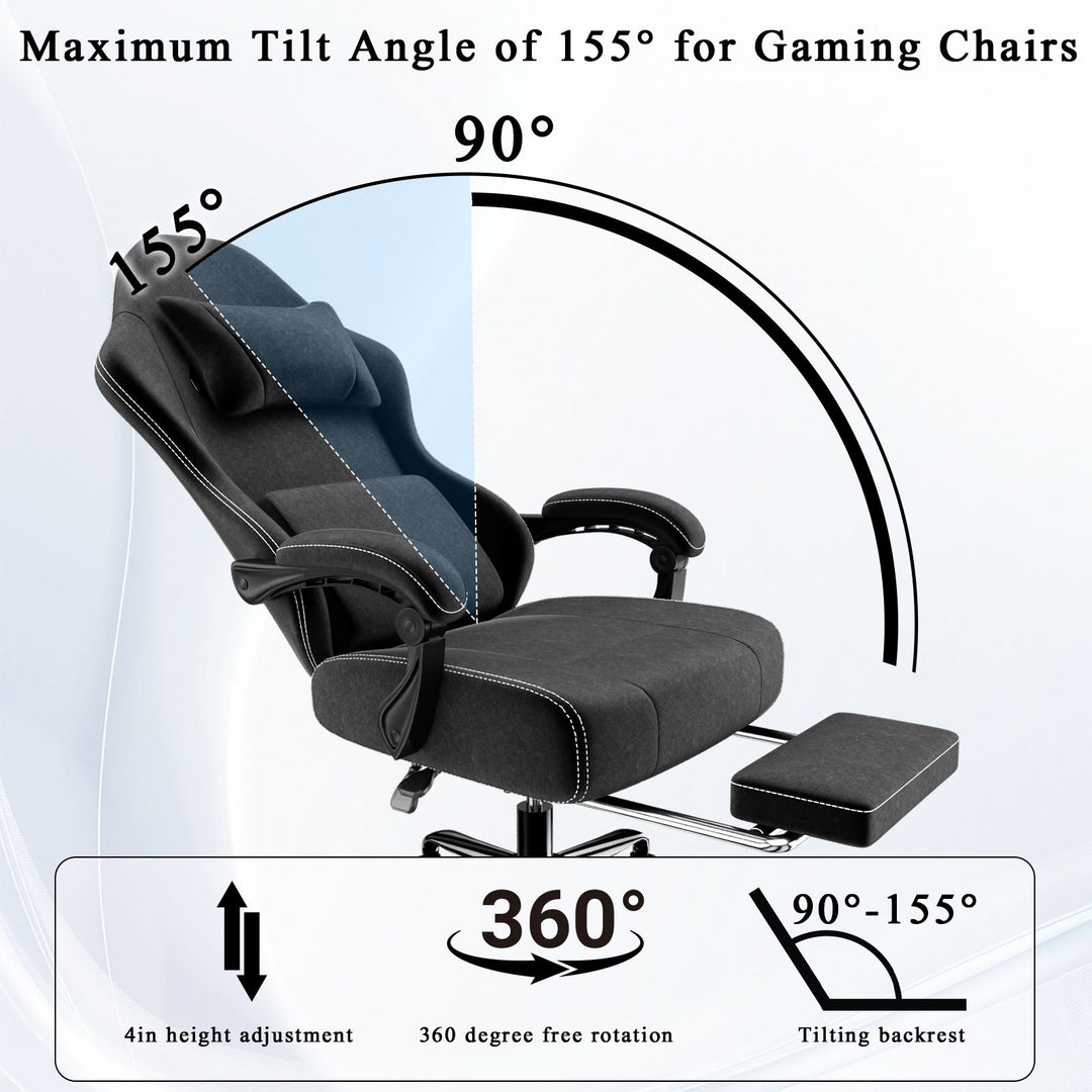 Ergonomic Gaming Chair, Electronic Gaming Chair With Massage Lumbar Support And Foot Pedals, Fabric Computer Chair