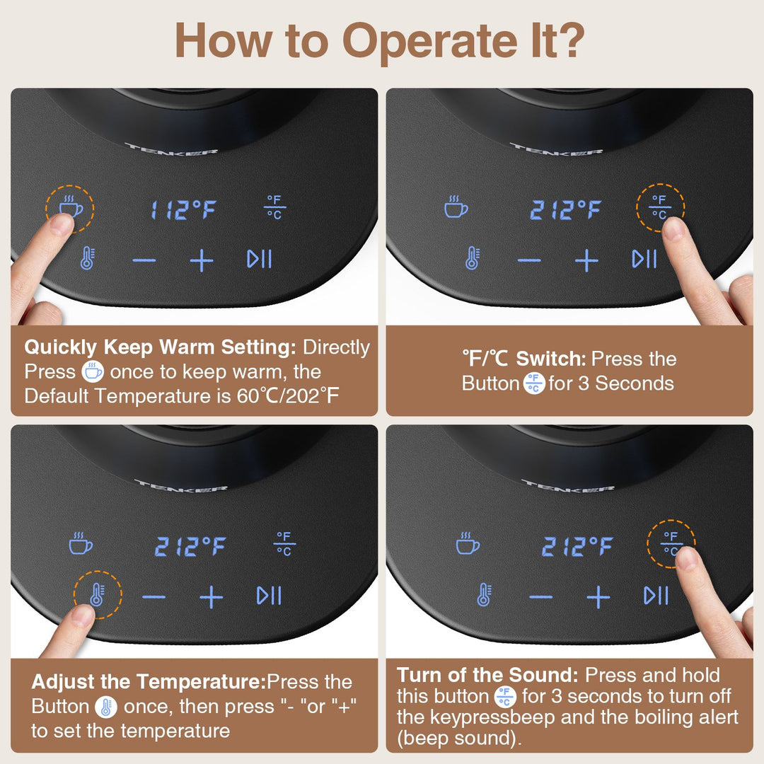 Electric Gooseneck Kettle Temperature Control Pour-Over Tea Kettle for Coffee Brewing; Stainless Steel Inner; 1300W Rapid Heating; Temp Holding Matte Black