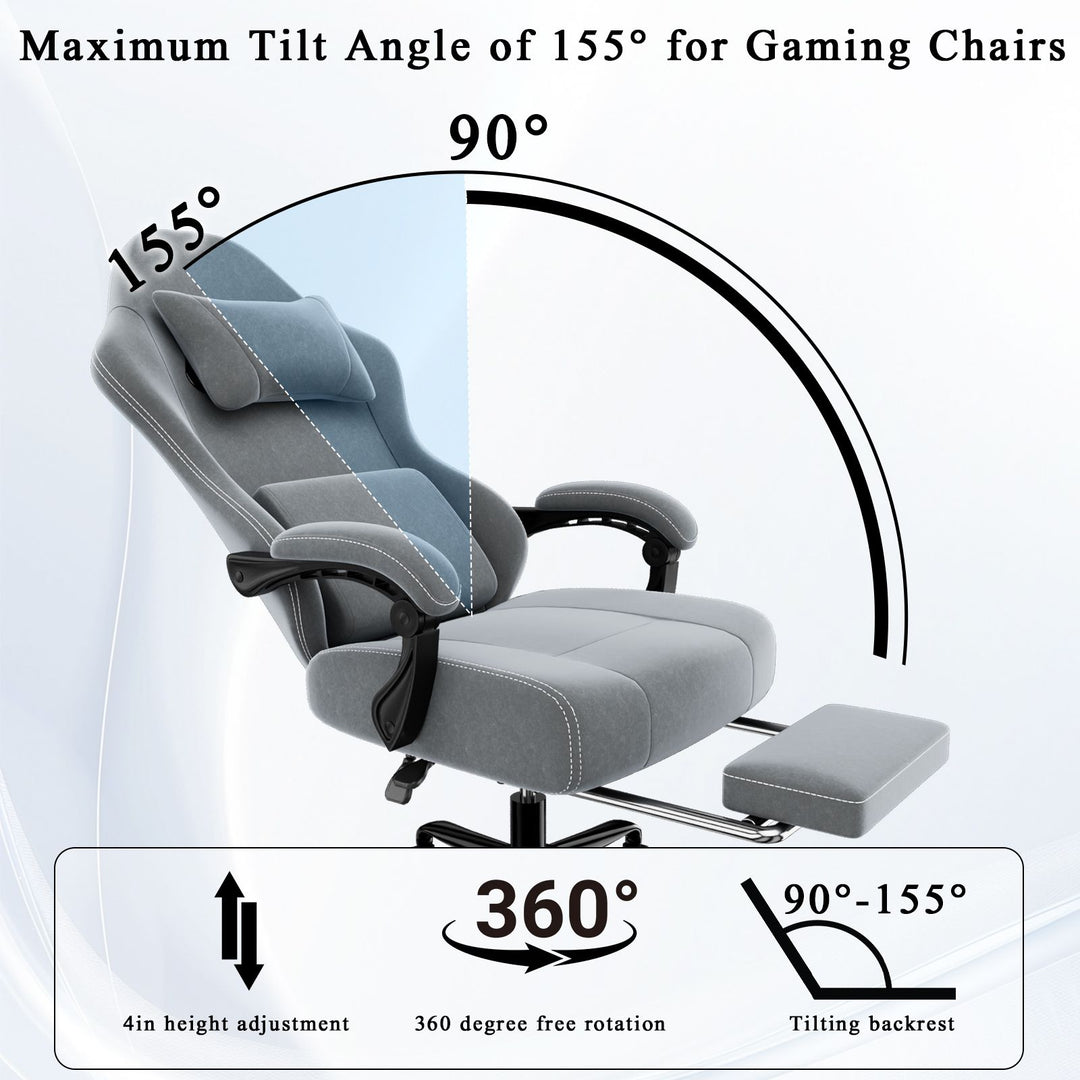 Ergonomic Gaming Chair, Electronic Gaming Chair With Massage Lumbar Support And Foot Pedals, Fabric Computer Chair