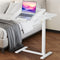 Adjustable Overbed Table with Wheels, Mobile Rolling Laptop Desk, Tilting Bedside Table for Laptop, Bed, Sofa, and Office Use, White