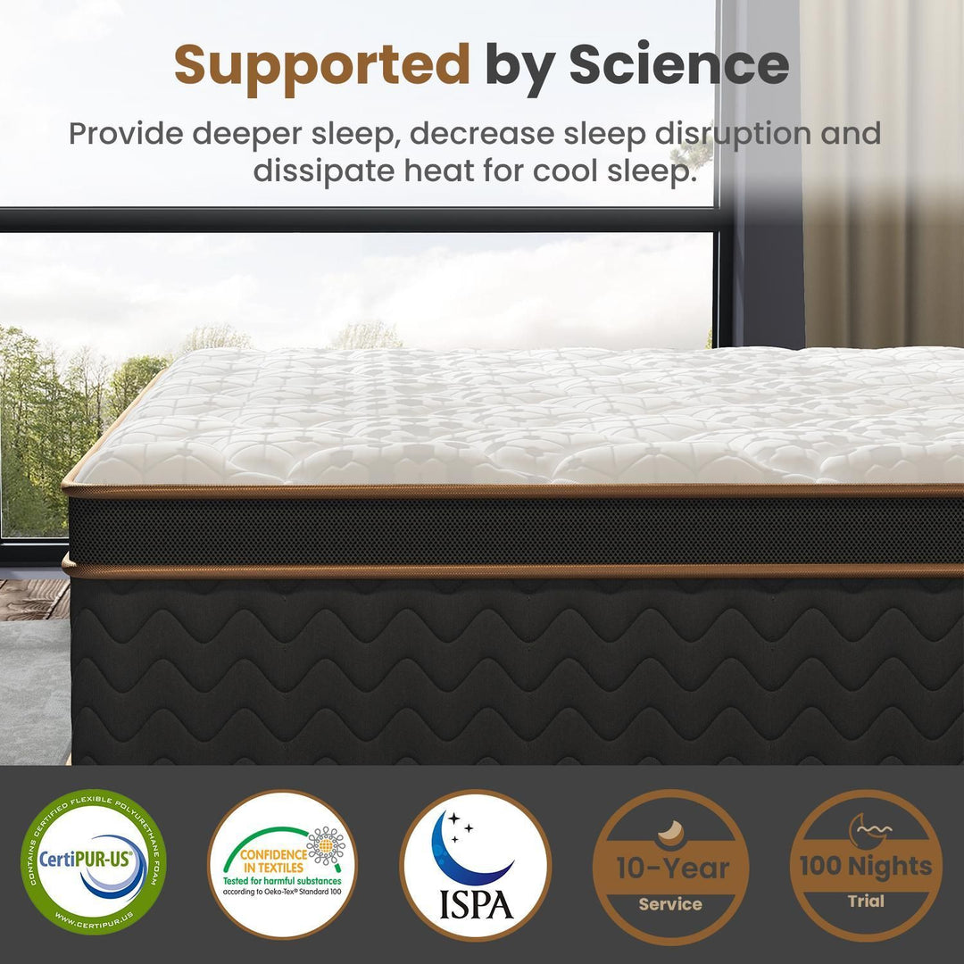 10" Queen Plush Hybrid Mattresses with Independently Encased Coils & Gel Memory Foam, Fiberglass-Free, Motion Isolation-Edge Support, Mattress in a Box, CertiPUR-US Certified
