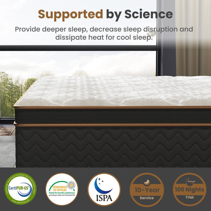 10" Queen Plush Hybrid Mattresses with Independently Encased Coils & Gel Memory Foam, Fiberglass-Free, Motion Isolation-Edge Support, Mattress in a Box, CertiPUR-US Certified