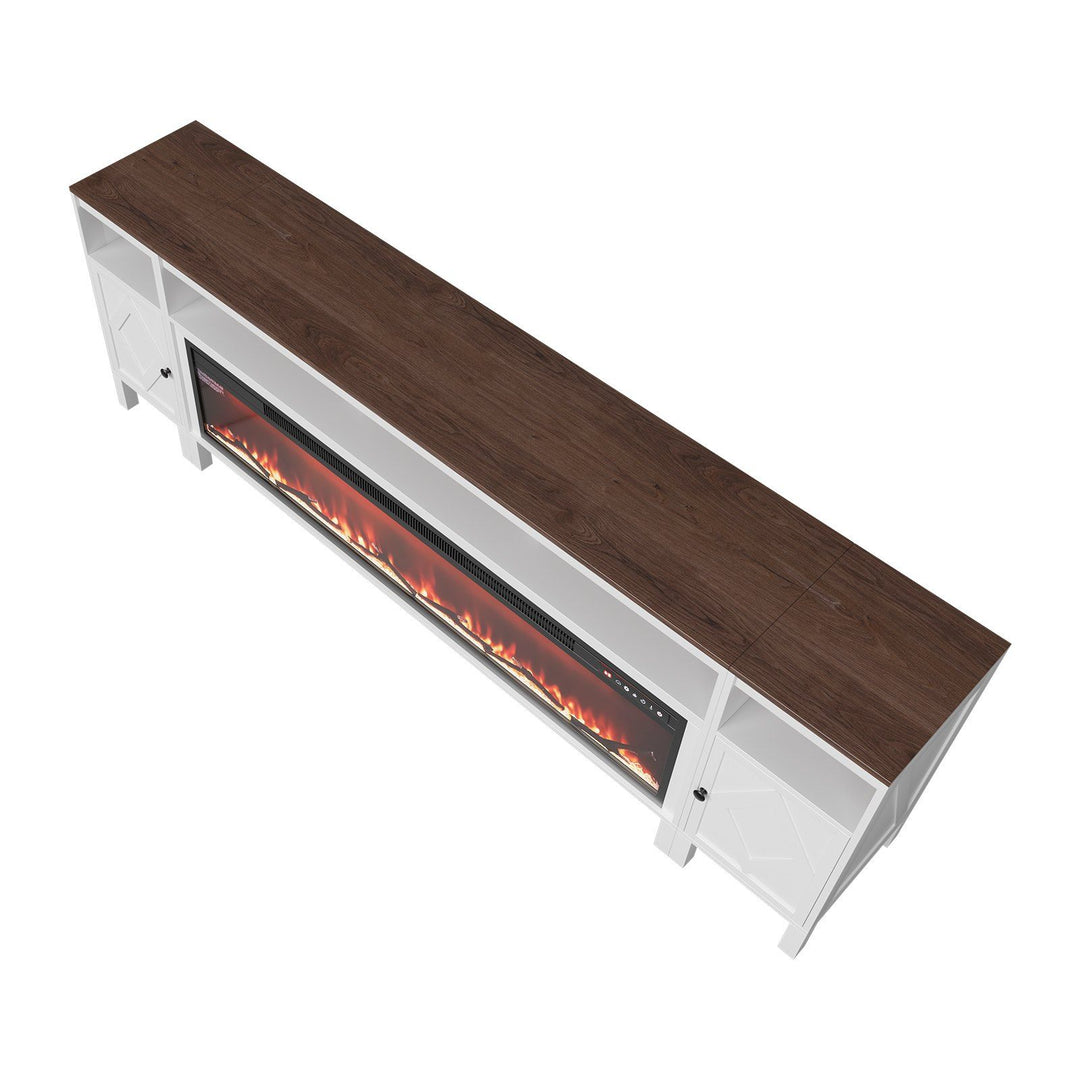 Fireplace TV Stand, Farmhouse Fireplace TV Stand for TVs up to 100 inch, Farmhouse Entertainment Center with 60 inch Fireplace & Storage Drawers for Living Room Bedroom, Remote Control, White