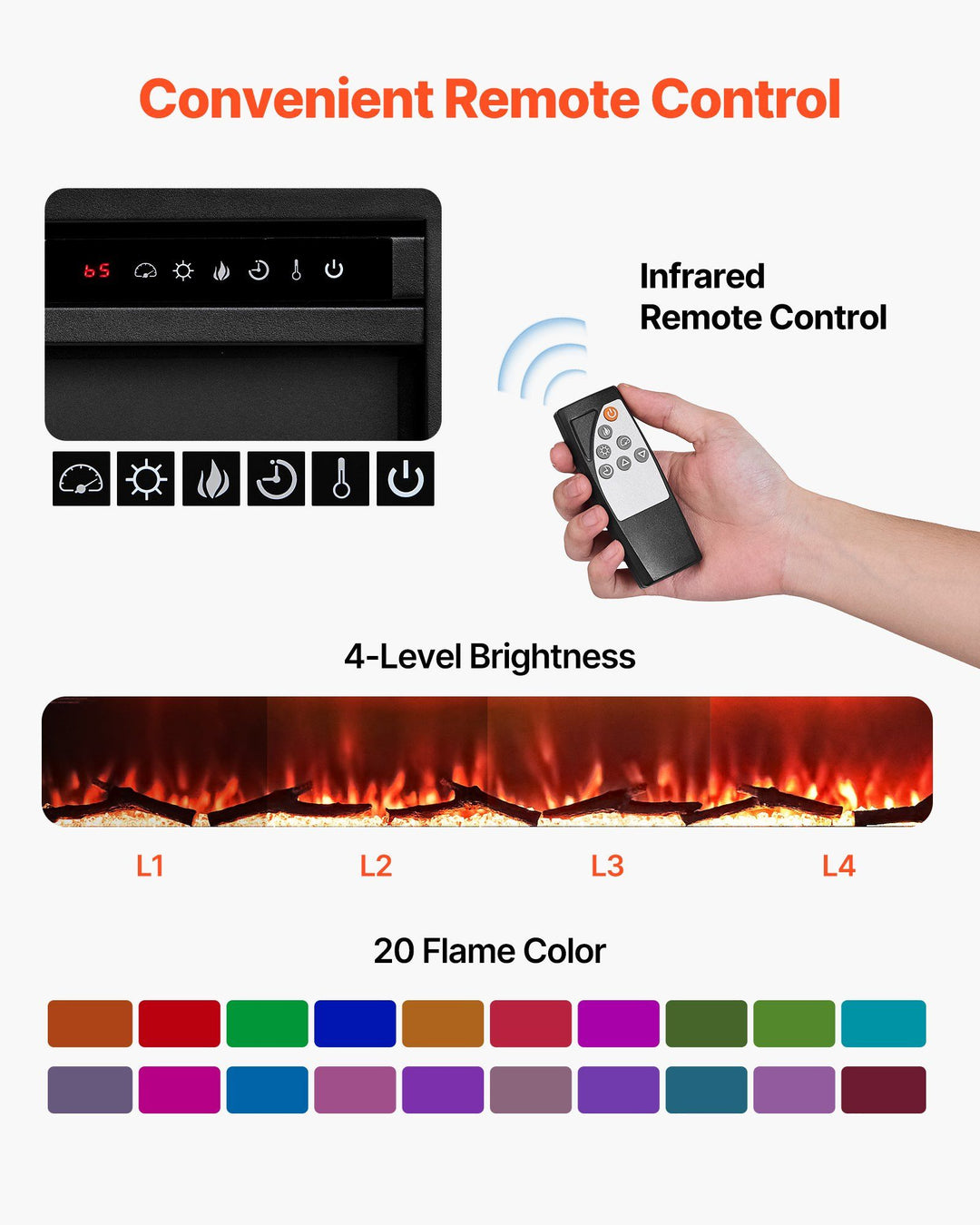 Fireplace TV Stand, Farmhouse Fireplace TV Stand for TVs up to 100 inch, Farmhouse Entertainment Center with 60 inch Fireplace & Storage Drawers for Living Room Bedroom, Remote Control, White