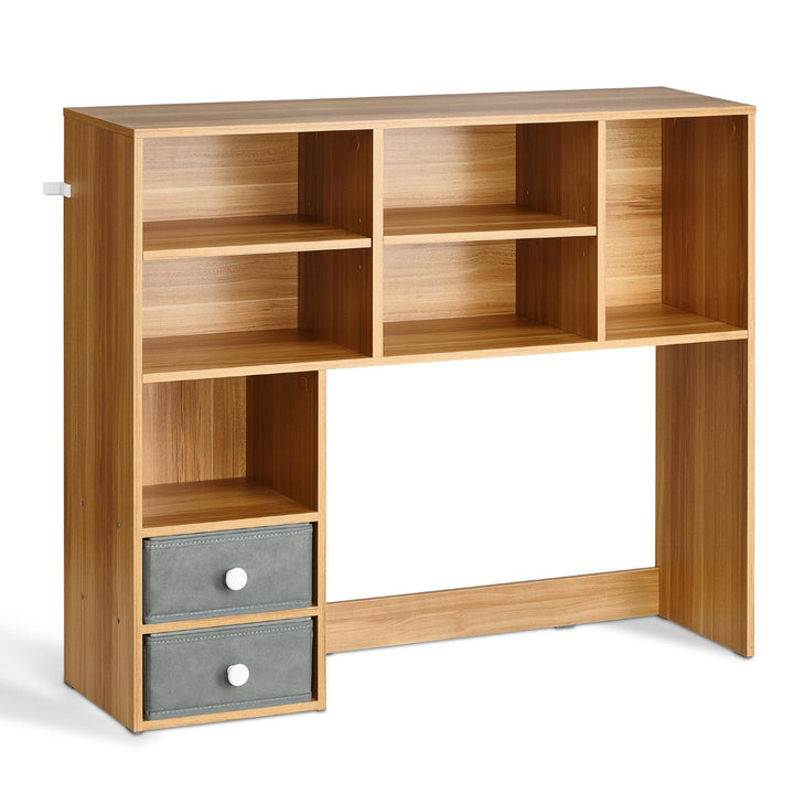 VEVOR Desktop Bookshelf, 3-Tier Wood Desktop Storage Organizer, 37" x 10" x 31.1" Office Storage Rack Wood Display Shelf, Desktop Bookshelf Hutch with Two Fabric Drawers, for Office, Home & Dorm