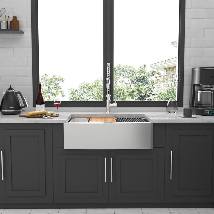 36 Farmhouse Sink Workstation - 36*22*10 Inch Kitchen Sink Stainless Steel 16 gauge Apron Front Kitchen Sink