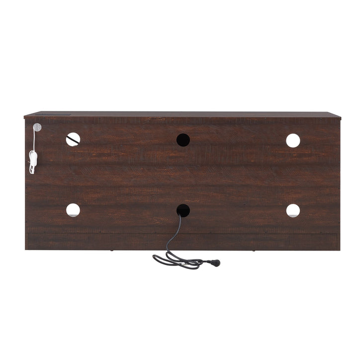 TV Stand Electric Fireplace Glass Shelves, 3D Fireplace TV Stand with LED Lights Wood with USB Charging Outlet Modern Television Table Center for TV up to 62" ESP, 58''W*15.5''D*24.4