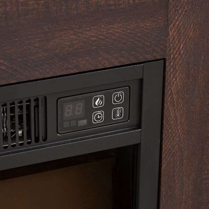 TV Stand Electric Fireplace Glass Shelves, 3D Fireplace TV Stand with LED Lights Wood with USB Charging Outlet Modern Television Table Center for TV up to 62" ESP, 58''W*15.5''D*24.4