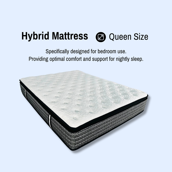 Premium 60" X 80" X 14" inch Pocket Coil Hybrid Mattress, Queen Size, Plush Gel Memory Foam Mattress, White/Gray