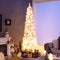 7 Feet Pre-Lit Snow Flocked Hinged Pencil Christmas Tree with 300 Lights and 8 Modes