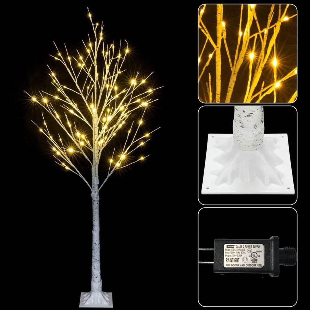 4FT Snowflake Christmas Tree with 48 LED Lamp; Artificial Snowflake Pine Tree Home Decoration for Holiday/Party/Christmas/Wedding RT