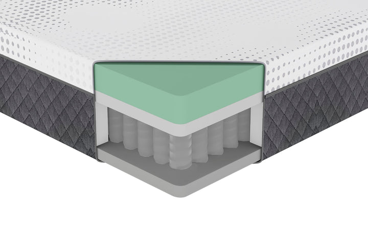 12" Full Mattress Green Tea Gel-Infused Memory Foam Hybrid Mattress, Plush Foam Pocket Coils, Mattress in a Box, Comfortable Sleep Mattress