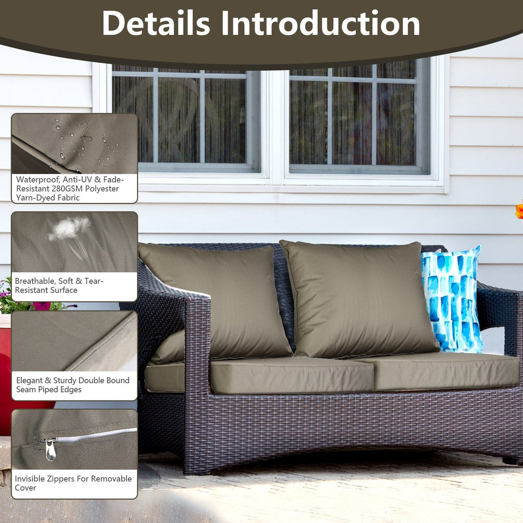 Outdoor Seat Cushion Set Waterproof Patio Furniture Cushion and Back Pillow Fade Resistant Deep Seat Set Chair Pad with Removable Cover for Chair Sofa Couch