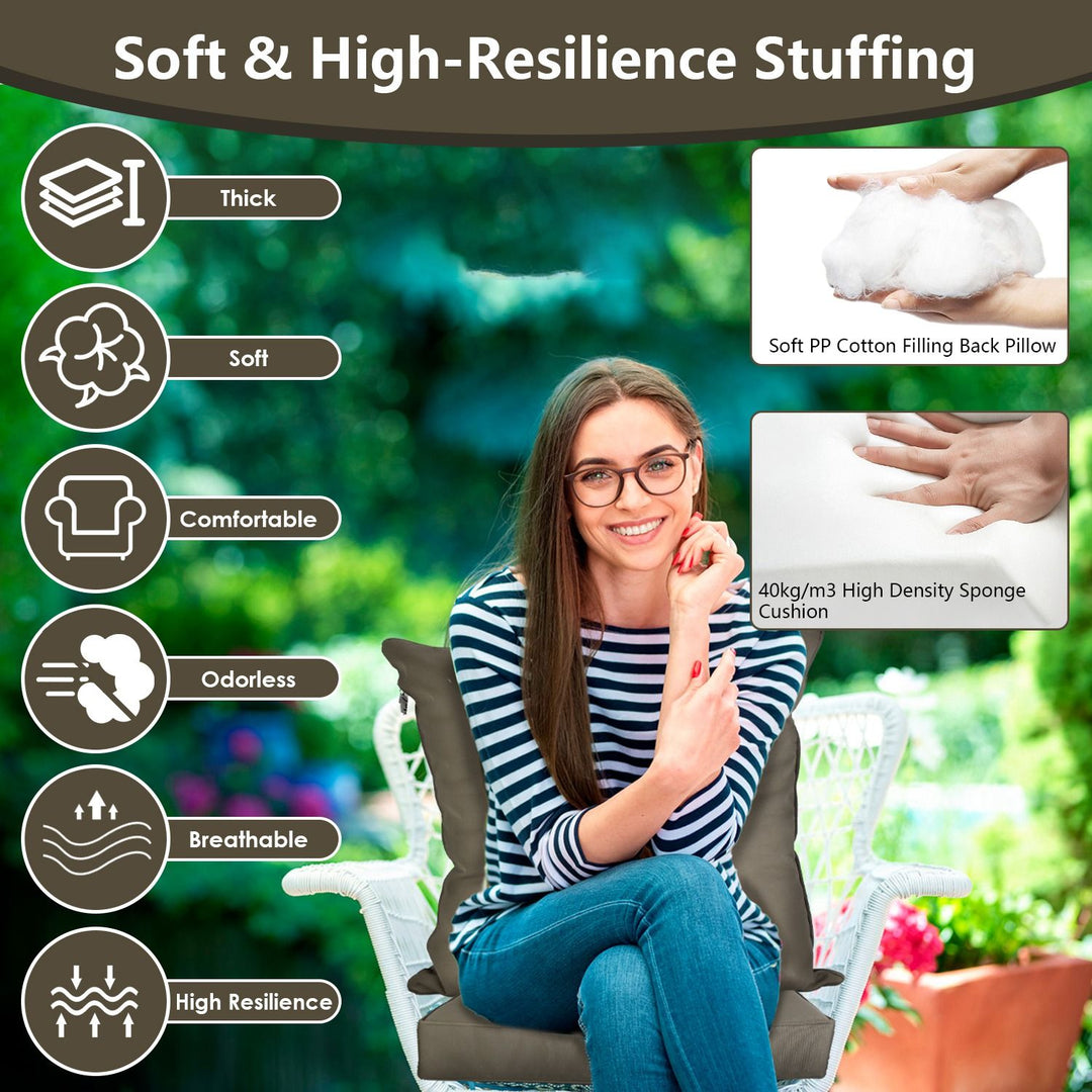 Outdoor Seat Cushion Set Waterproof Patio Furniture Cushion and Back Pillow Fade Resistant Deep Seat Set Chair Pad with Removable Cover for Chair Sofa Couch