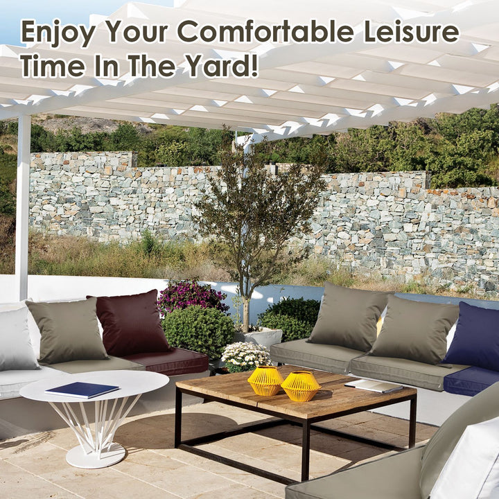 Outdoor Seat Cushion Set Waterproof Patio Furniture Cushion and Back Pillow Fade Resistant Deep Seat Set Chair Pad with Removable Cover for Chair Sofa Couch