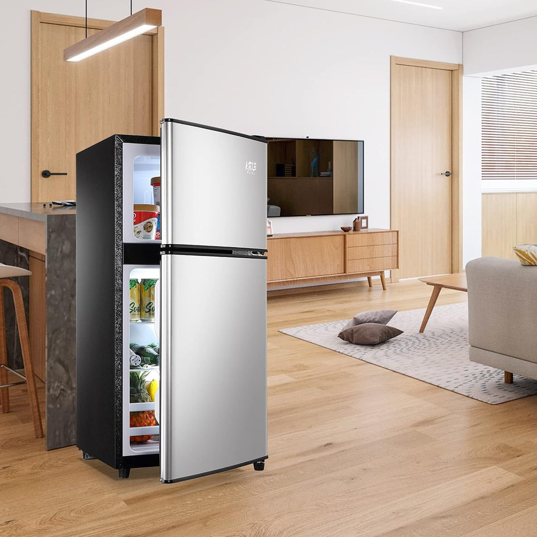 3.5Cu.Ft Compact Refrigerator Mini Fridge with Freezer, Small Refrigerator with 2 Door, 7 Level Thermostat Removable Shelves for Kitchen, Dorm, Apartment