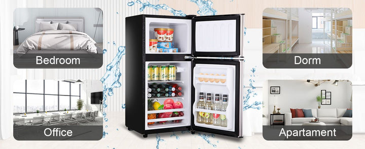 3.5Cu.Ft Compact Refrigerator Mini Fridge with Freezer, Small Refrigerator with 2 Door, 7 Level Thermostat Removable Shelves for Kitchen, Dorm, Apartment