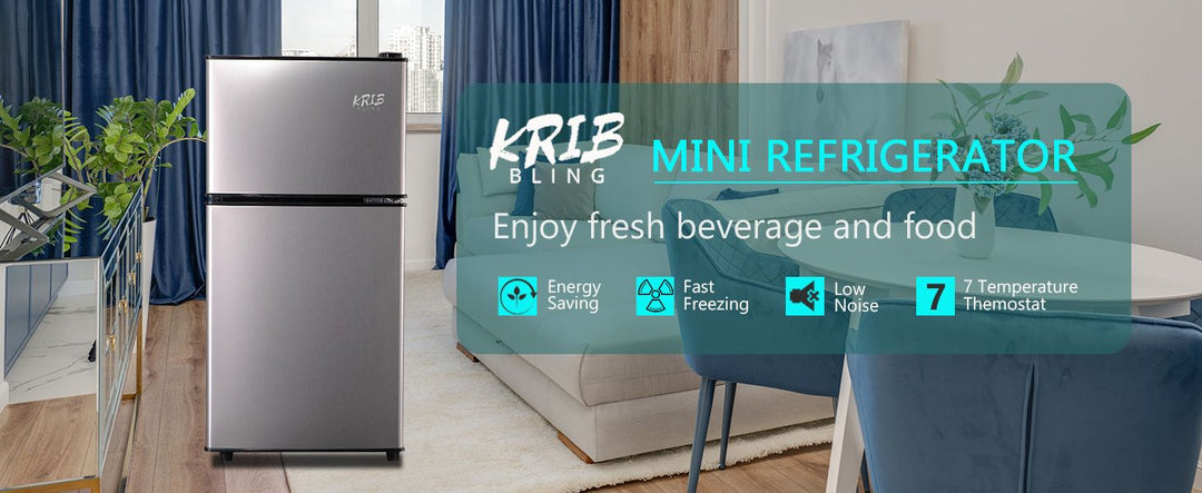 3.5Cu.Ft Compact Refrigerator Mini Fridge with Freezer, Small Refrigerator with 2 Door, 7 Level Thermostat Removable Shelves for Kitchen, Dorm, Apartment
