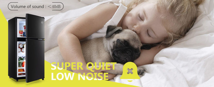 3.5Cu.Ft Compact Refrigerator Mini Fridge with Freezer, Small Refrigerator with 2 Door, 7 Level Thermostat Removable Shelves for Kitchen, Dorm, Apartment