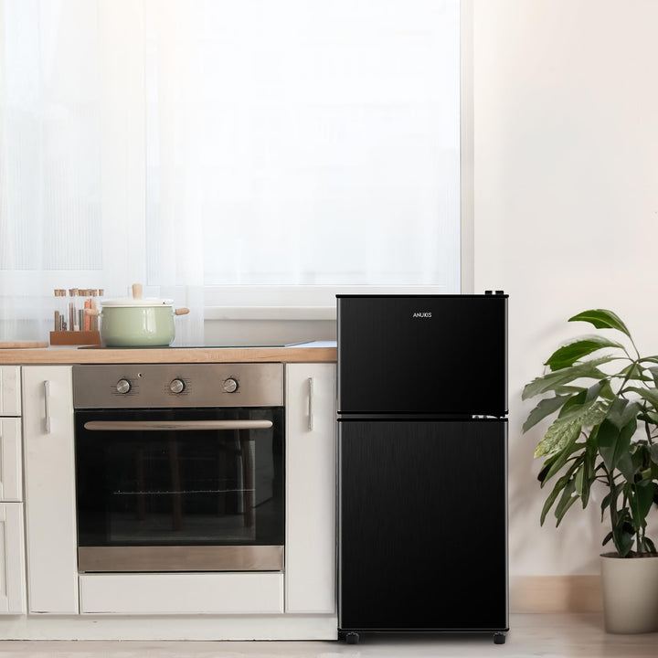 3.5Cu.Ft Compact Refrigerator Mini Fridge with Freezer, Small Refrigerator with 2 Door, 7 Level Thermostat Removable Shelves for Kitchen, Dorm, Apartment