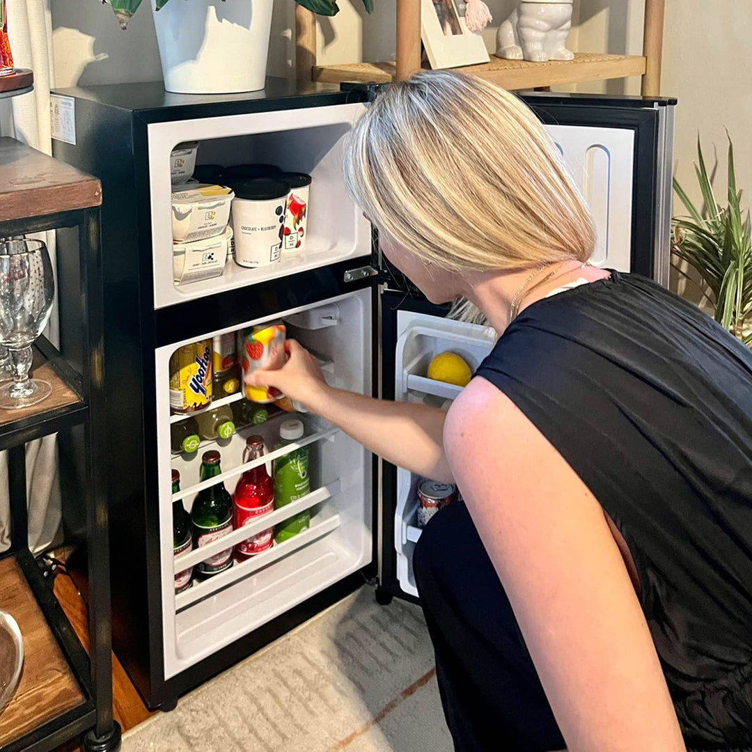 3.5Cu.Ft Compact Refrigerator Mini Fridge with Freezer, Small Refrigerator with 2 Door, 7 Level Thermostat Removable Shelves for Kitchen, Dorm, Apartment