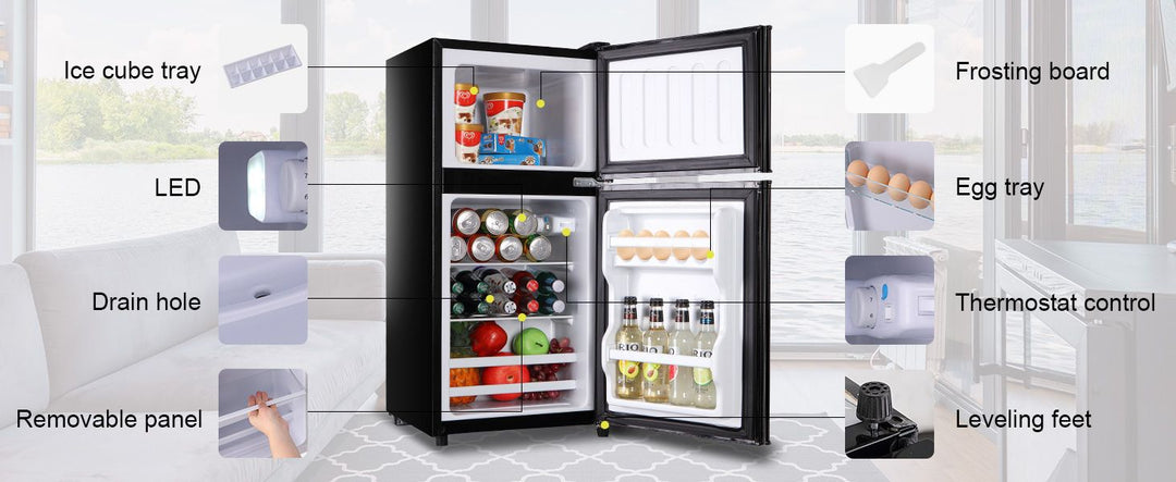 3.5Cu.Ft Compact Refrigerator Mini Fridge with Freezer, Small Refrigerator with 2 Door, 7 Level Thermostat Removable Shelves for Kitchen, Dorm, Apartment