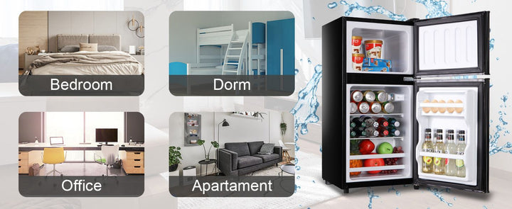 3.5Cu.Ft Compact Refrigerator Mini Fridge with Freezer, Small Refrigerator with 2 Door, 7 Level Thermostat Removable Shelves for Kitchen, Dorm, Apartment