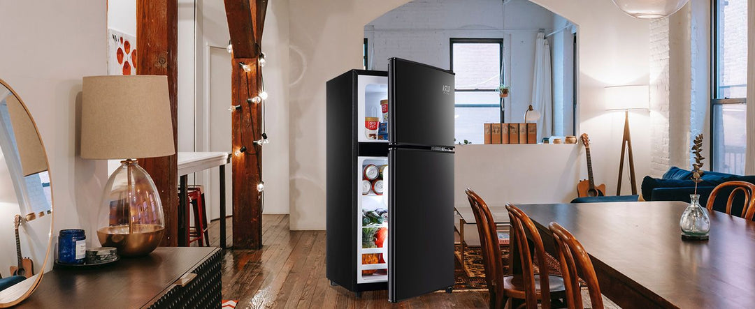 3.5Cu.Ft Compact Refrigerator Mini Fridge with Freezer, Small Refrigerator with 2 Door, 7 Level Thermostat Removable Shelves for Kitchen, Dorm, Apartment