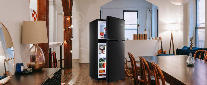 3.5Cu.Ft Compact Refrigerator Mini Fridge with Freezer, Small Refrigerator with 2 Door, 7 Level Thermostat Removable Shelves for Kitchen, Dorm, Apartment