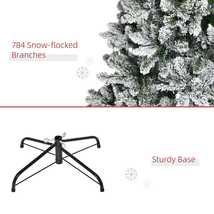 9 ft Unlit Snow-Flocked Slim Pine Artificial Christmas Tree with Realistic Branches and 1084 Tips