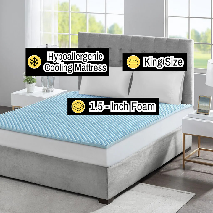 All Season Reversible Hypoallergenic 80" X 78" X 1.50" inch Cooling Mattress Topper, King Size, 1.5 inch Foam