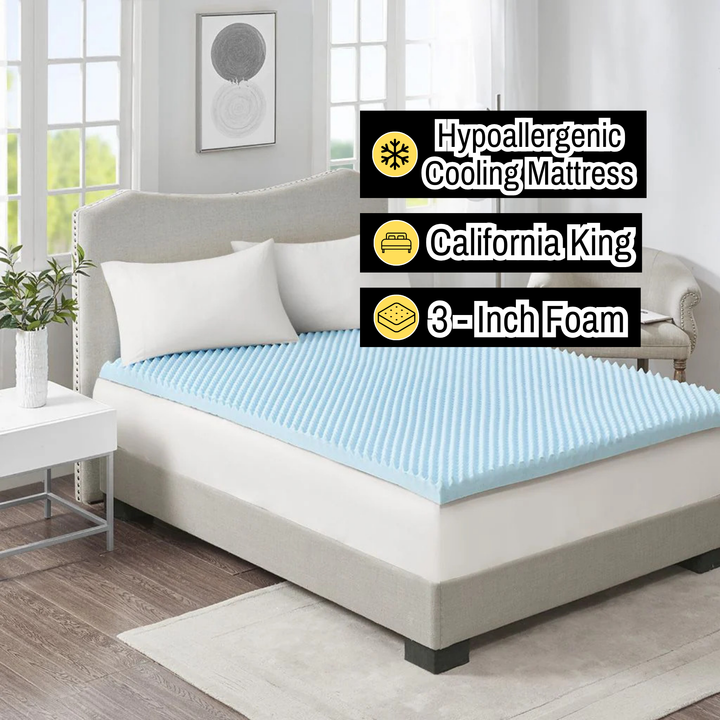 All Season Reversible Hypoallergenic Cooling Mattress Topper, California King Size, 3 inch Foam