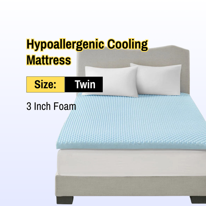 All Season Reversible Hypoallergenic Cooling Mattress Topper Twin Size 3" inch