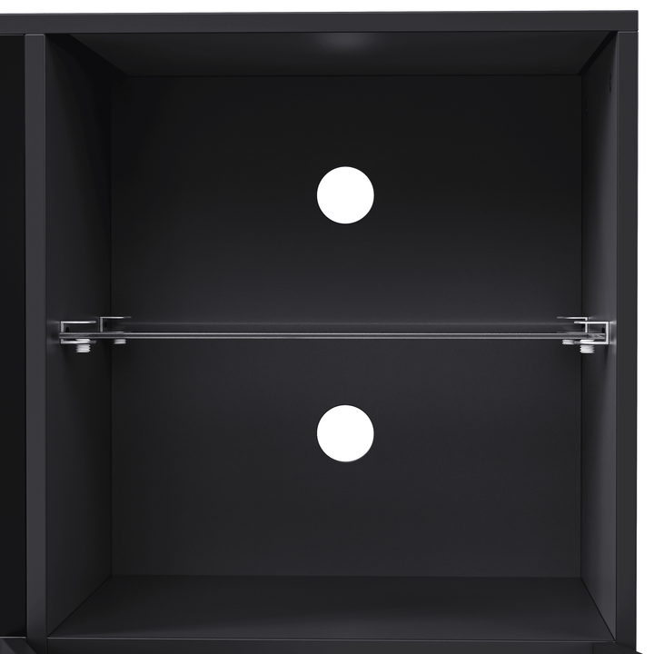 ON-TREND Modern TV Stand with 34.2" Non-heating Electric Fireplace, High Gloss Entertainment Center with LED Lights, Media Console with Tempered Glass Shelves for TVs up to 75", Black