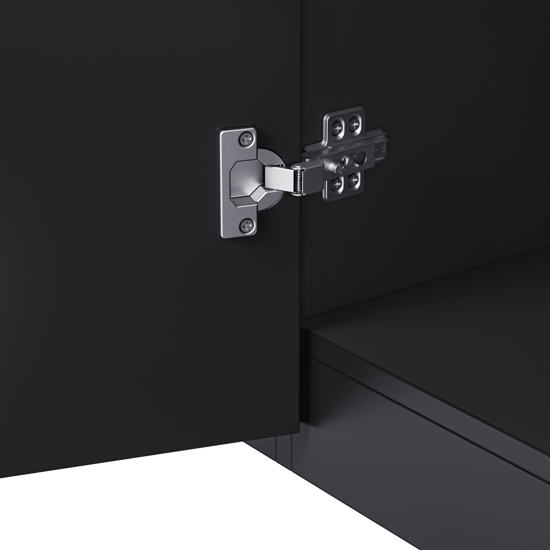 ON-TREND Modern TV Stand with 34.2" Non-heating Electric Fireplace, High Gloss Entertainment Center with LED Lights, Media Console with Tempered Glass Shelves for TVs up to 75", Black